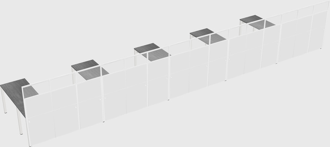 Shared l-shaped cubicle
