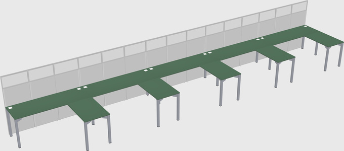 Shared l-shaped cubicle
