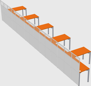 Shared l-shaped cubicle