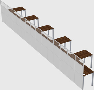 Shared l-shaped cubicle