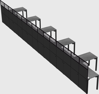 Shared l-shaped cubicle