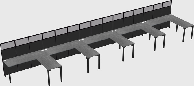 Shared l-shaped cubicle