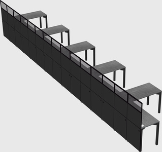 Shared l-shaped cubicle
