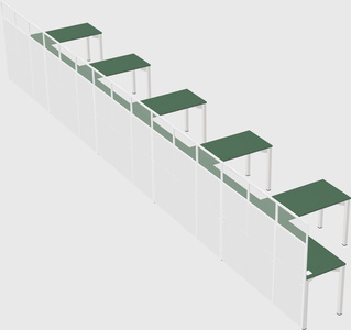 Shared l-shaped cubicle