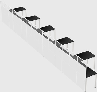 Shared l-shaped cubicle