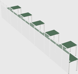 Shared l-shaped cubicle