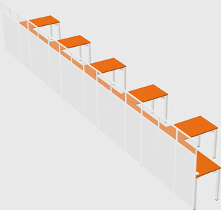 Shared l-shaped cubicle