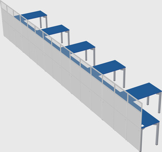 Shared l-shaped cubicle