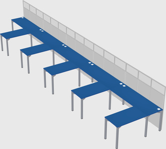 Shared l-shaped cubicle