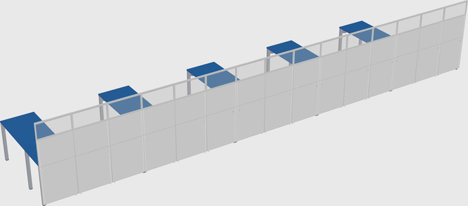 Shared l-shaped cubicle