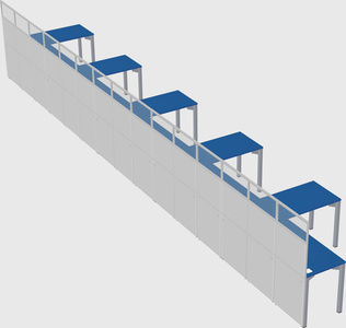 Shared l-shaped cubicle