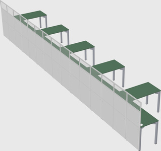 Shared l-shaped cubicle