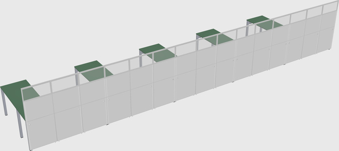 Shared l-shaped cubicle