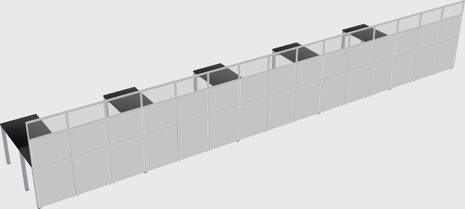 Shared l-shaped cubicle