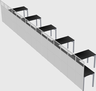 Shared l-shaped cubicle