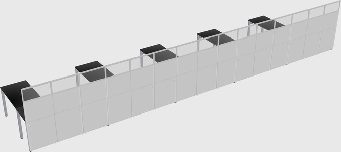 Shared l-shaped cubicle
