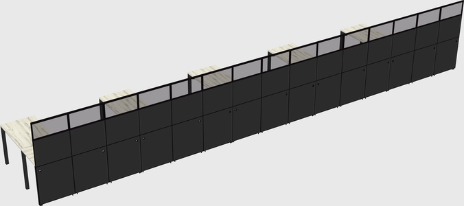 Shared l-shaped cubicle