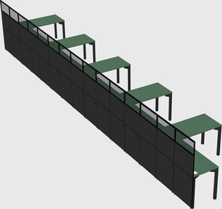 Shared l-shaped cubicle