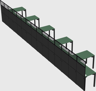 Shared l-shaped cubicle