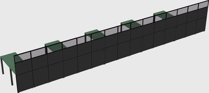 Shared l-shaped cubicle