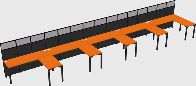 Shared l-shaped cubicle