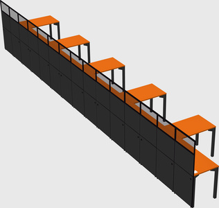 Shared l-shaped cubicle