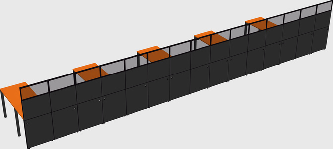 Shared l-shaped cubicle