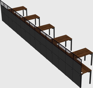 Shared l-shaped cubicle