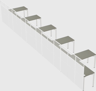 Shared l-shaped cubicle