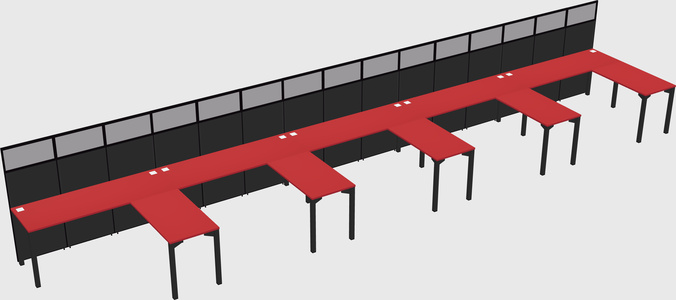 Shared l-shaped cubicle
