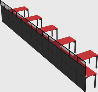 Shared l-shaped cubicle