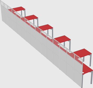 Shared l-shaped cubicle