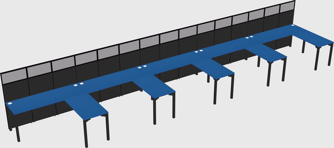 Shared l-shaped cubicle