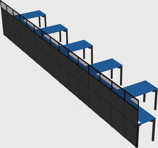 Shared l-shaped cubicle