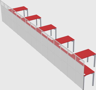 Shared l-shaped cubicle