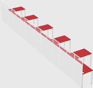Shared l-shaped cubicle