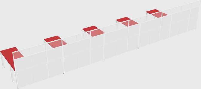 Shared l-shaped cubicle