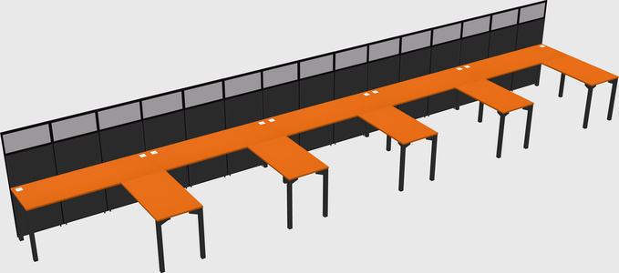 Shared l-shaped cubicle