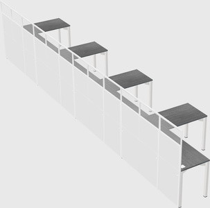 Shared l-shaped cubicle