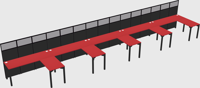 Shared l-shaped cubicle