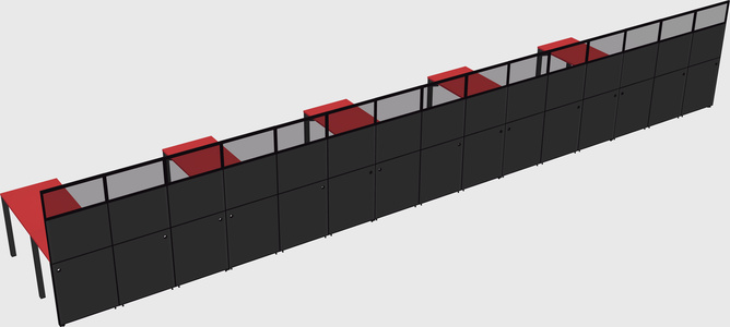 Shared l-shaped cubicle