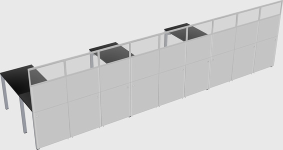 Shared l-shaped cubicle