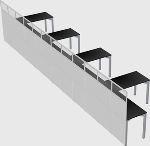 Shared l-shaped cubicle