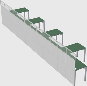 Shared l-shaped cubicle