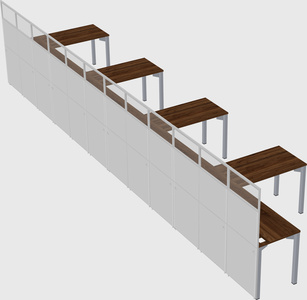 Shared l-shaped cubicle
