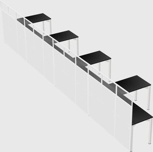 Shared l-shaped cubicle