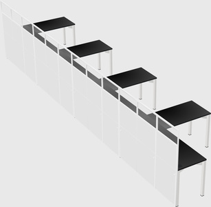 Shared l-shaped cubicle