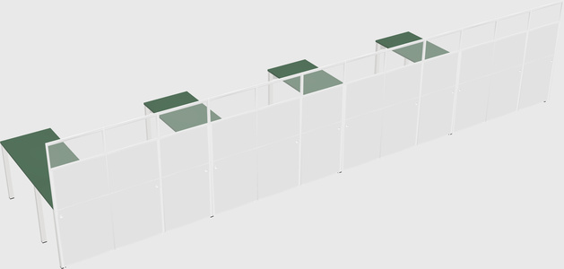 Shared l-shaped cubicle
