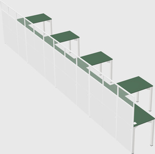 Shared l-shaped cubicle