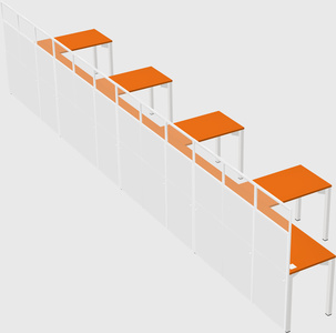 Shared l-shaped cubicle